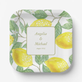 Moderne goudgele leemons Groene Lemons Weddenschap Papieren Bordje