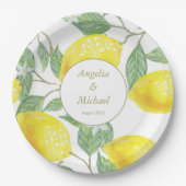 Moderne goudgele leemons Groene Lemons Weddenschap Papieren Bordje (Voorkant)