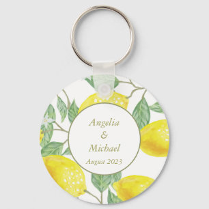 Moderne goudgele leemons Groene Lemons Weddenschap Sleutelhanger