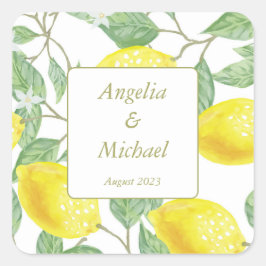 Moderne goudgele leemons Groene Lemons Weddenschap Vierkante Sticker