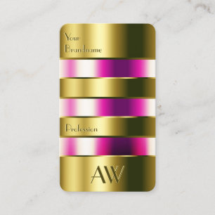 Moderne goudglas Roze vloeistoffen met monogram Visitekaartje