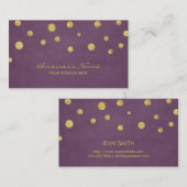 Moderne goudglitter Confetti Stippen Violet Visitekaartje (Voorkant / Achterkant)