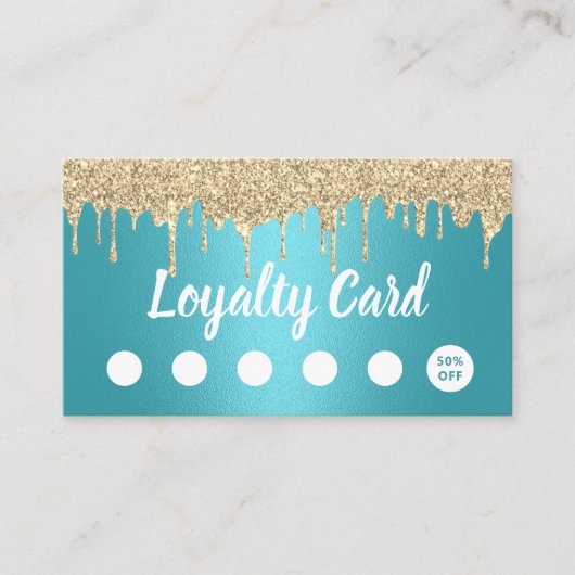 Moderne goudglitter drukt turquoise Salon Loyalty  (Voorkant)
