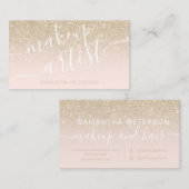 Moderne goudglitter ombre blush make-up script visitekaartje (Voorkant / Achterkant)