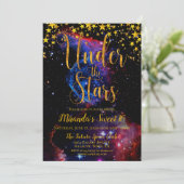 Moderne goudglitter onder de sterrenpartij kaart (Staand voorkant)