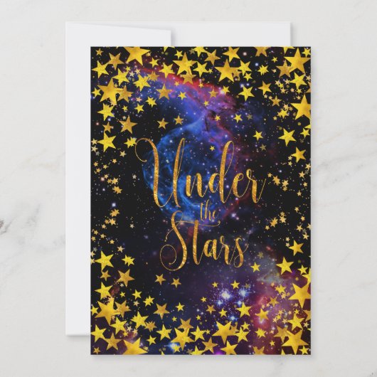 Moderne goudglitter onder de sterrenpartij kaart (Achterkant)