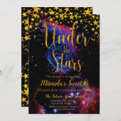Moderne goudglitter onder de sterrenpartij kaart (Voorkant / Achterkant)