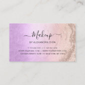 Moderne goudglitter paarse make-up artiest klantenkaartje (Achterkant)