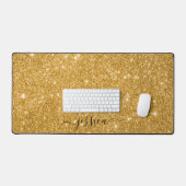 Moderne goudglitter scriptnaam bureaumat (Keyboard & Muis)