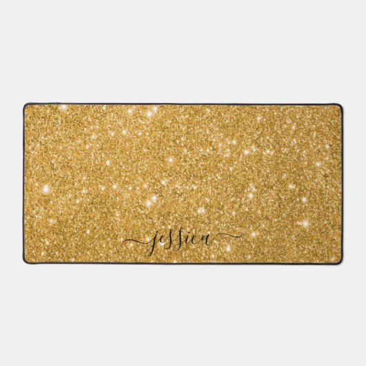 Moderne goudglitter scriptnaam bureaumat (Voorkant)