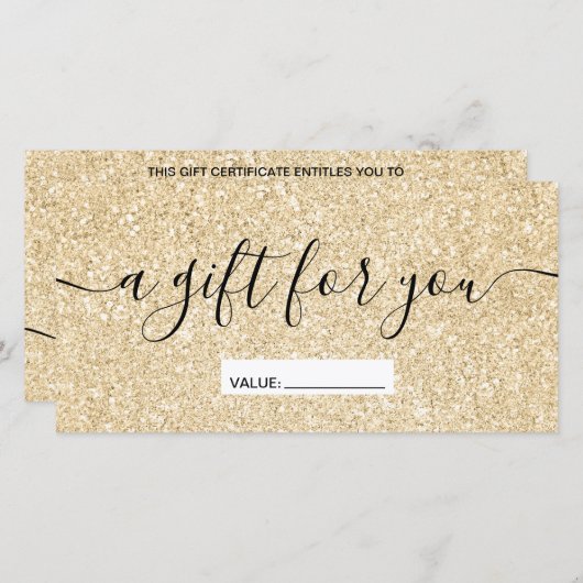 Moderne goudglitter sparkles certificate (Voorkant / Achterkant)