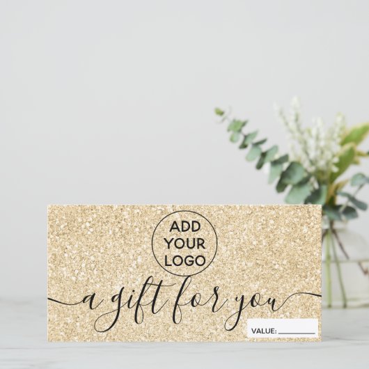 Moderne goudglitter sparkles logo certificate (Staand voorkant)