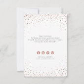 Moderne goudglitter van roos met kleine logo bedankkaart (Achterkant)