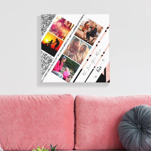 Moderne goudglitter van roos voor je moeder canvas afdruk (Insitu (Woonkamer))