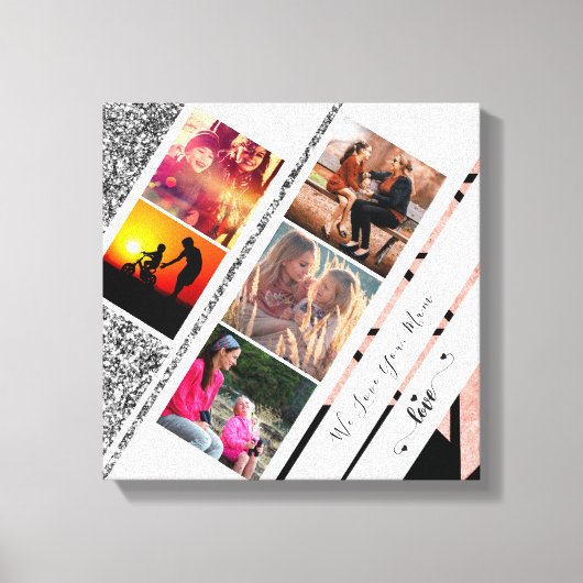 Moderne goudglitter van roos voor je moeder canvas afdruk (Voorkant)