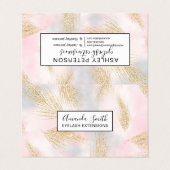 Moderne goudglitter veren roze waterverf visitekaartje