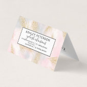Moderne goudglitter veren roze waterverf visitekaartje