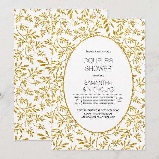 Moderne goudglitter verlaat de douche van het brui kaart (Voorkant / Achterkant)