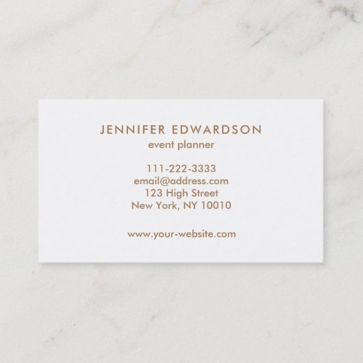 Moderne goudglitter-witteprofessional visitekaartje (Achterkant)