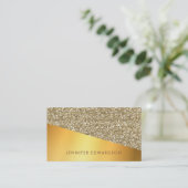 Moderne goudglitterchic professional visitekaartje (Staand voorkant)