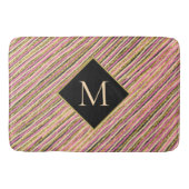 Moderne goudglittermonogram stripes badmat (Voorkant)