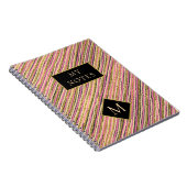 Moderne goudglittermonogram stripes notitieboek (Rechterzijde)