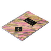 Moderne goudglittermonogram stripes notitieboek (Linkerzijde)
