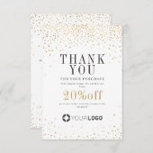 Moderne goudglitteronderneming logo kleine bedrijv bedankkaart (Voorkant / Achterkant)