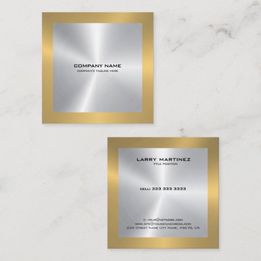 Moderne goudgrens op het zilverplein-Visitekaartje Vierkante Visitekaartje (Voorkant / Achterkant)