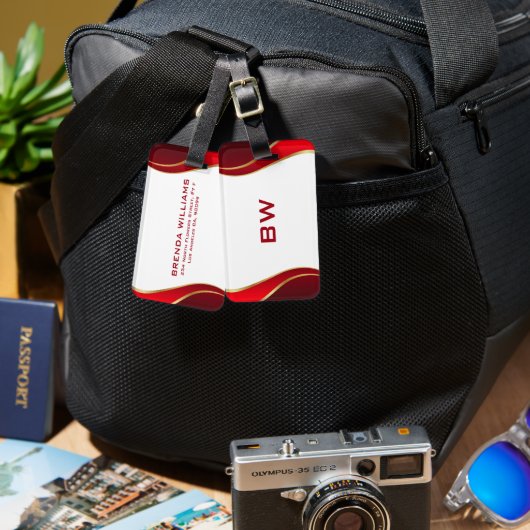 Moderne goudgrens op wit Bagagelabel (Voorkant /achterkant)