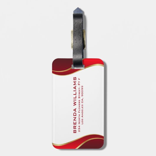 Moderne goudgrens op wit Bagagelabel (Achterkant verticaal)