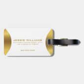 Moderne goudgrens op wit Bagagelabel (Achterkant horizontaal)