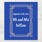 Moderne goudgrens van het Roos aan de marineblauw- Wijn Etiket (Enkel label)