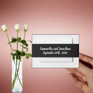 Moderne goudgrens van Roos op zwart Uitnodigingen Wikkel