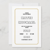 Moderne goudgrensminimalistische bruiloft kaart (Voorkant)