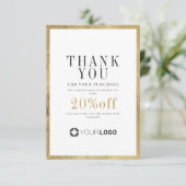 Moderne goudgrensonderneming logo kleine bedrijven bedankkaart (Staand voorkant)