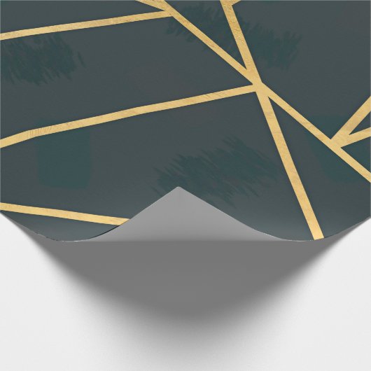 Moderne goudgroene borstellijn cadeaupapier (Hoek)