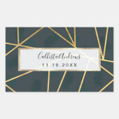 Moderne goudgroene borstellijn rechthoekige sticker (Voorkant)