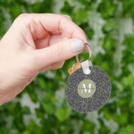 Moderne goudgroene gele Herfst, wit monogram Sleutelhanger