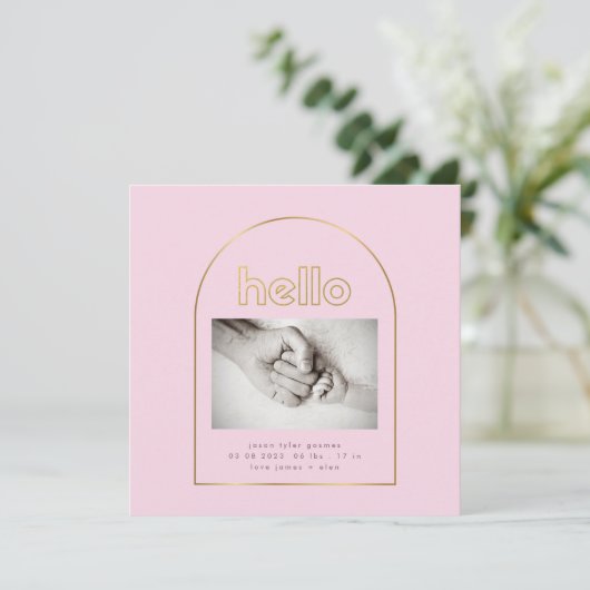 moderne goudhagel hallo bevalling aankondiging (Staand voorkant)