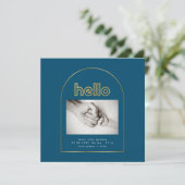 moderne goudhagel hallo geboorte van een baby aankondiging (Staand voorkant)