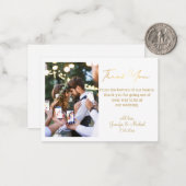 moderne goudhandschrift bruiloft foto bedankt notitiekaartje (Voorkant / Achterkant in situ)