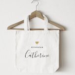 Moderne goudhartbridesmaïde Canvas tas<br><div class="desc">Aangepast ontworpen canvas tas voor uw bruidsmeisje met een persoonlijke naam in moderne handcalligrafie met een gouden hartdesign.</div>