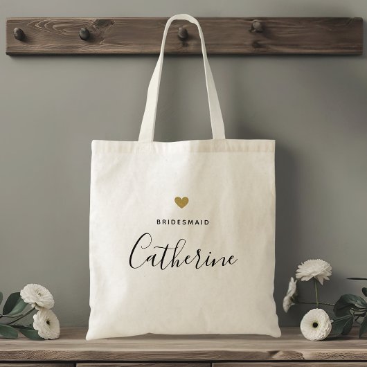 Moderne goudhartbridesmaïde Canvas tas