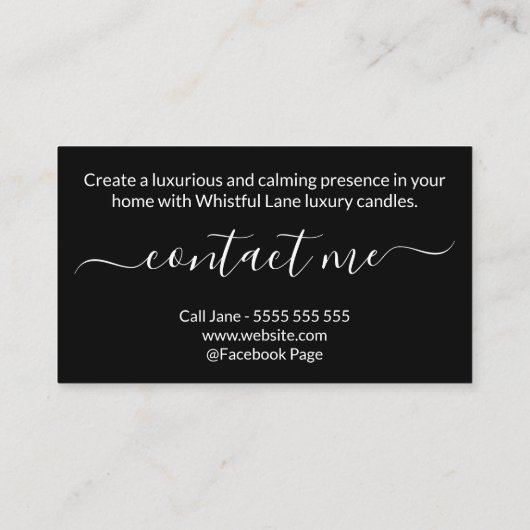 Moderne goudinkkaars en zeep visitekaartje (Achterkant)