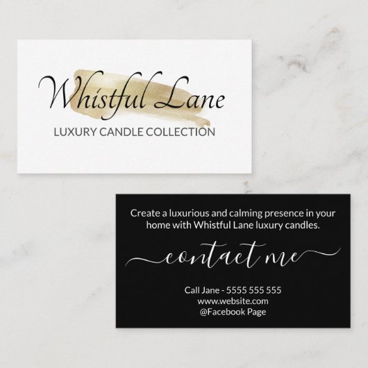 Moderne goudinkkaars en zeep visitekaartje (Voorkant / Achterkant)
