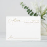 Moderne goudkalligrafie advieskaart<br><div class="desc">Elegant & Modern Gold Calligraphy Wedding Advice Kaart: Deze kaart biedt uw gasten een lege ruimte om advies of wensen in te vullen. Hij heeft gouden romantische kalligrafie en een moderne look.</div>