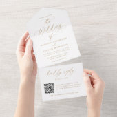 Moderne goudkalligrafie all in one uitnodiging (Afscheurbaar)