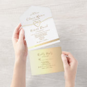 Moderne goudkalligrafie all in one uitnodiging (Afscheurbaar)