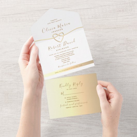 Moderne goudkalligrafie all in one uitnodiging (Afscheurbaar)